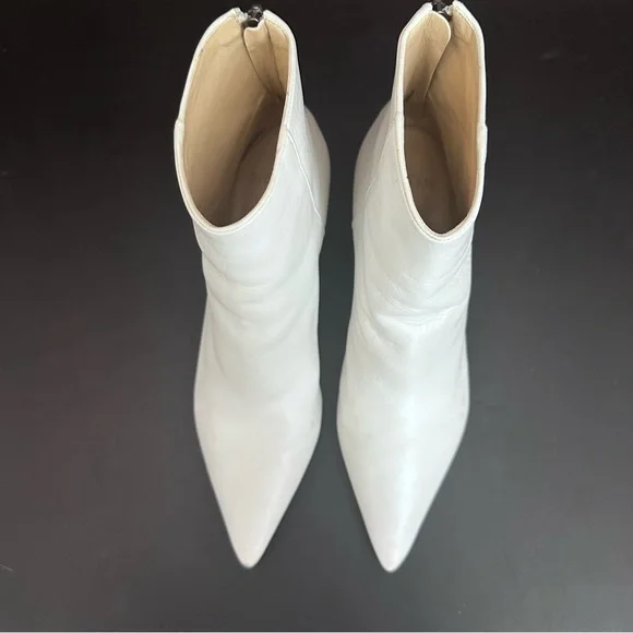 Blogger Fav! Alexandre Birman Women's White Leather Kitten Heels Ankle Boots 37 - Picture 9 of 14
